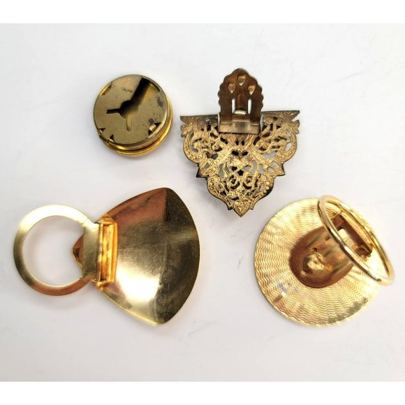 Gold Tone Dress Clips Lot and Button Cover Vintage Fashion Decor Ct567 - Picture 4 of 4